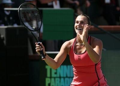 Aryna Sabalenka celebrates victory over Elena Rybakina in the Indian Wells WTA 1000 final