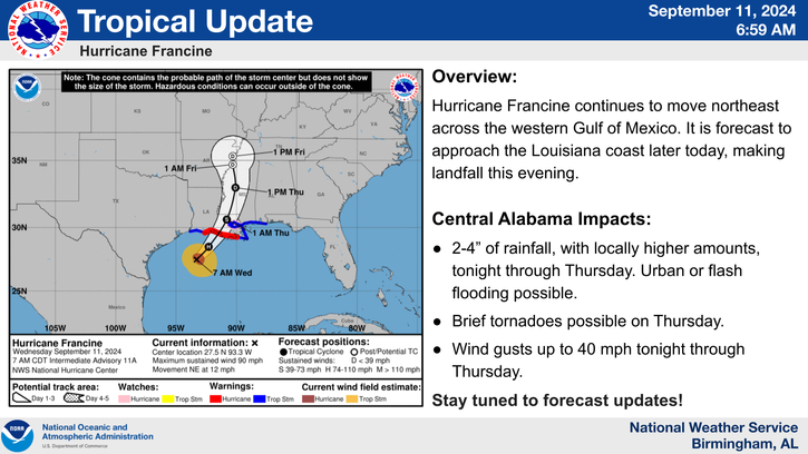 UPDATED: Hurricane Francine brings severe weather threat