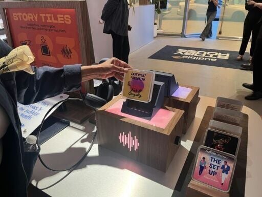 The 'bookstore' has a listening room lined with speakers