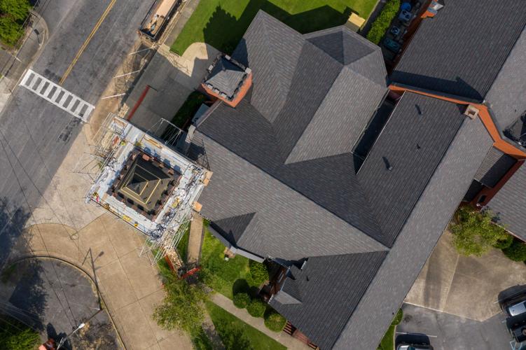 Tower of First United Methodist Church Gets a New Roof