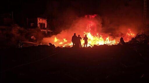 Firefighters battle blaze after Israeli strike on Tyre in southern Lebanon