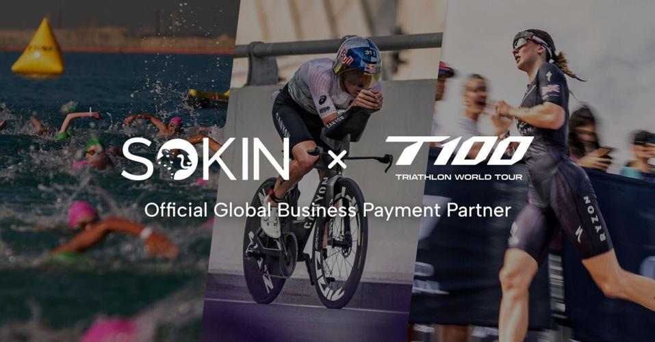 Logos of Sokin and T100 Triathlon World Tour