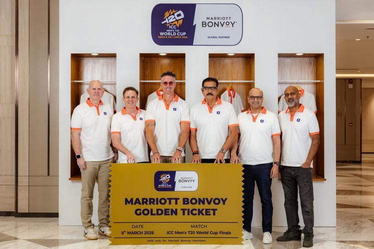 L-R: Andrew Watson – Chief Commercial Officer, EMEA, Marriott International; John Toomey – Chief Commercial Officer, APEC, Marriott International; Kevin Pietersen & Ravi Shastri – Globally renowned cricketers; Neeraj Govil – Chief Operating Officer, APE...
