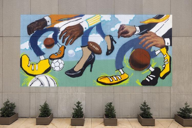 "Work and Play" mural by Alejandro Giraldo (SCAD M.F.A. painting) at the Georgia World Conference Center.