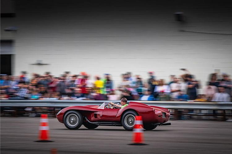 A 1958 Ferrari Testa Rossa demonstrates on the Simeone Museum tarmac during the 2025 24 Heures du Simeone. The fourth annual event returns June 13-14, 2026, featuring more than 40 historic car demonstrations, live coverage of the 24 Hours of Le Mans in ...