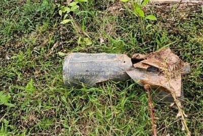 Explosive devices like the one pictured on the ground in Colombia's Narino department near the border with Ecuador have fuelled a clash between the leaders of the two countries as they seek to crack down on criminal groups