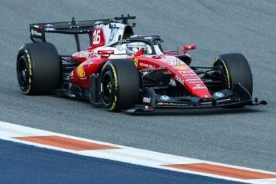 Ferrari's Monegasque driver Charles Leclerc races during Sprint qualifying ahead of the 2026 Miami Formula One Grand Prix