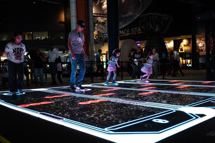 Guests play Lunar Obstacle Run at Space Center Houston’s Galaxy’s Game (Photo Courtesy, Space Center Houston)
