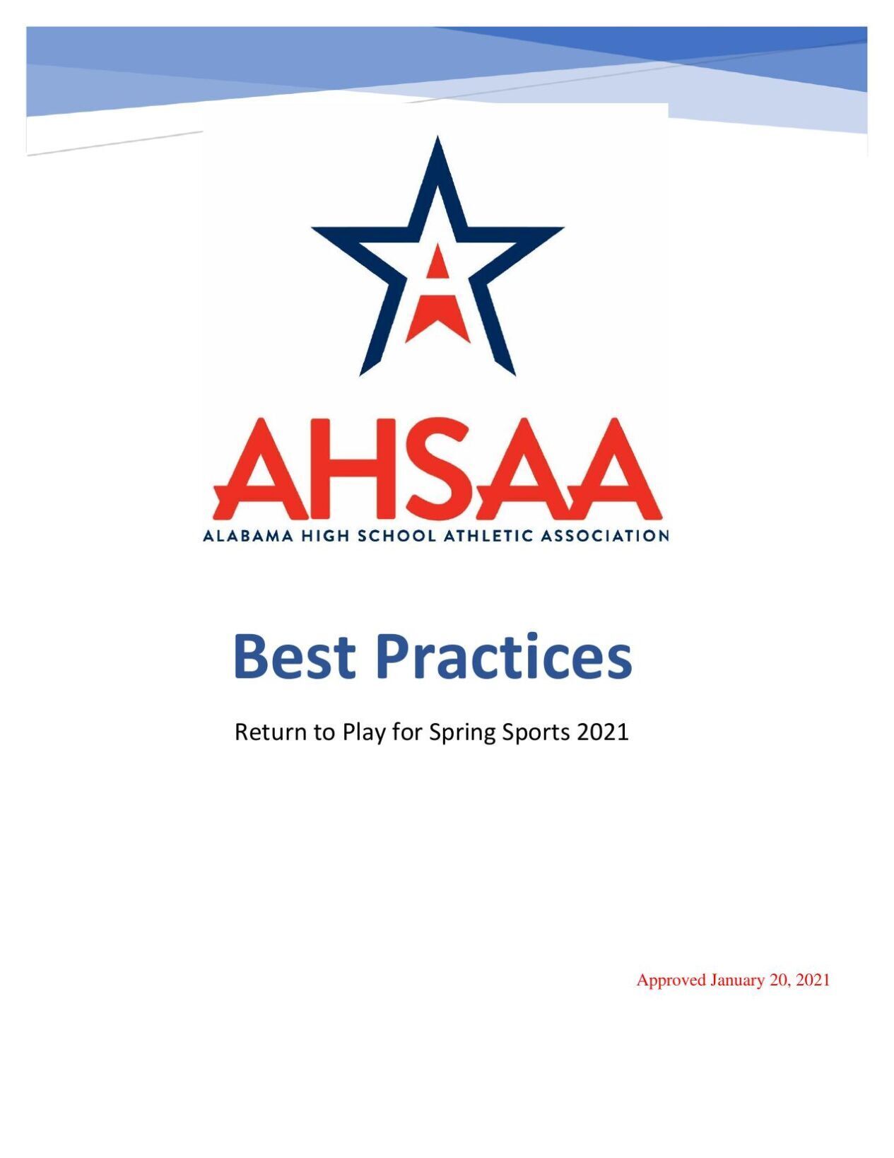 Best Practices Return to Spring Sports 2020-21
