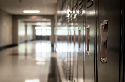 STOCK: Hallway of lockers