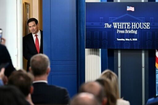US Secretary of State Marco Rubio arrives for a press briefing in the Brady Briefing Room of the White House in Washington, DC, on May 5, 2026.