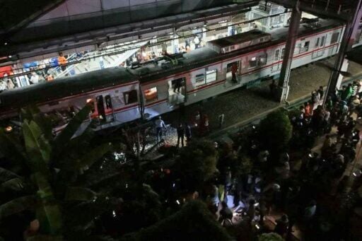 A long-distance train had crashed into a commuter train brought to a standstill on the tracks