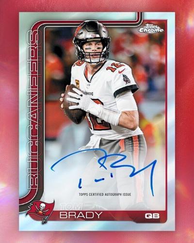 Anyone who purchases 2025 Topps Chrome Football in-store at any CardVault by Tom Brady location or on CardVault Breaks on Fanatics Live and pulls a Tom Brady Buccaneers autograph card will receive an opportunity to FaceTime live with Tom Brady.