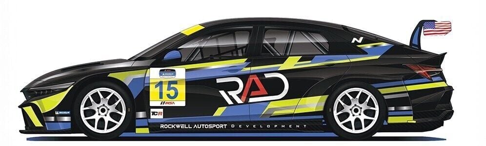 Artist's rendering of the No. 15 Rockwell Autosport Development Elantra N TCR livery for the 2026 IMPC season