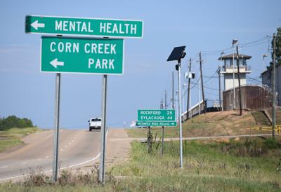 Cliff Williams / TPI A solar powered flock camera was installed along U.S. Highway 231 near Julia Tutwiler Prison for Women. It is one of a least for near the highway at the prison. The cameras are across Elmore County and Wetumpka.