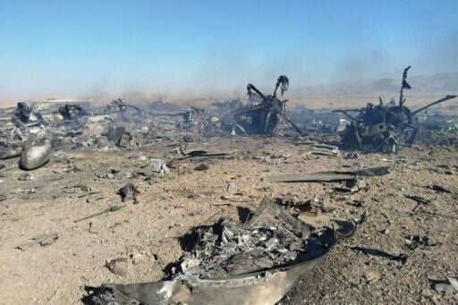 Iran's Revolutionary Guards released photos reportedly showing the wreckage of a crashed aircraft in the centre of the country