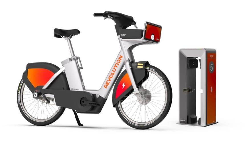 Electric Rev Bike and Charging Rev Dock
