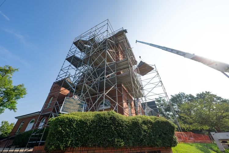 Tower of First United Methodist Church Gets a New Roof