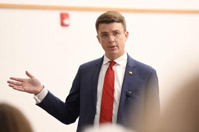 Cliff Williams / TPI David Matthews (R) shares how he believes his experience in USDA would be beneficial to U.S. Congressional District 2 residents with the Elmore County Republican Party.