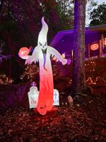 Lake Martin Halloween House lit up for the holiday