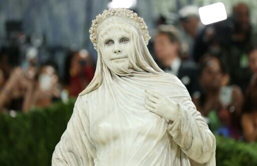 German model Heidi Klum was a living statue at the Met Gala