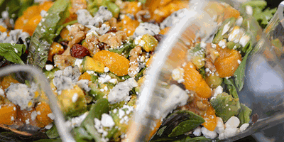 Cranberry, Glazed Walnut, Orange, Avocado, and Bleu Cheese Salad