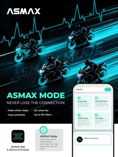 Introducing ASMAX Mode — a new way to stay connected on every ride.