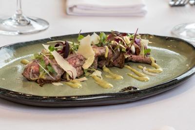 Australian Wagyu Carpaccio with Pickled Shallots, Charred Green Onion Aioli