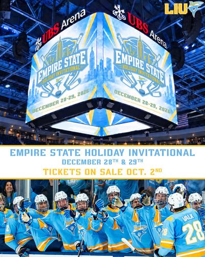 The inaugural Empire State Holiday Invitational comes to UBS Arena December 28–29. Tickets go on sale Friday, October 2 on Ticketmaster.