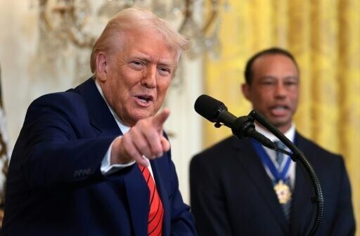 US President Donald Trump, seen here with Tiger Woods at a White House ceremony last year, expressed sympathy for the golfer following his latest car crash