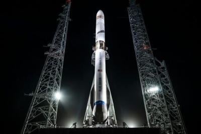 Blue Origin's New Glenn rocket at Launch Complex 36 at the Kennedy Space Center in Florida on April 12, 2026