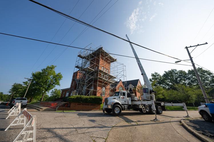 Tower of First United Methodist Church Gets a New Roof