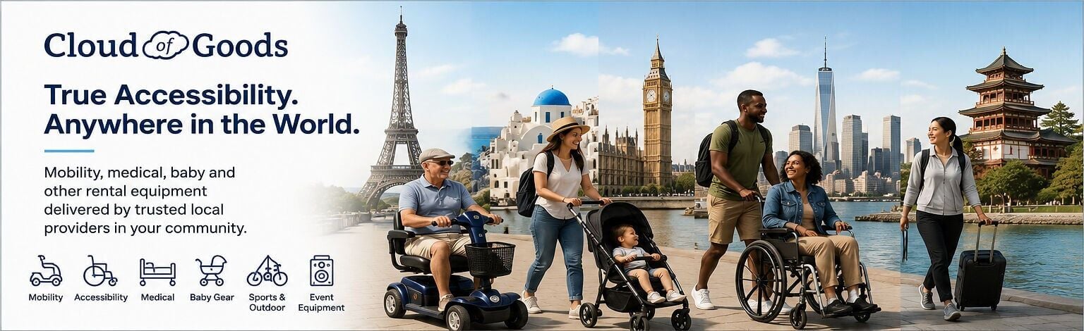 Cloud of Goods is expanding globally, helping travelers and local residents access mobility, medical, baby and other rental equipment through trusted providers in their communities.