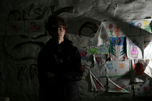 Bohdan Levchykov in the air raid shelter of his building