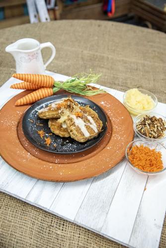 Carrot Cake Pancakes with Cream Cheese Glaze