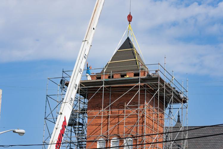 Tower of First United Methodist Church Gets a New Roof