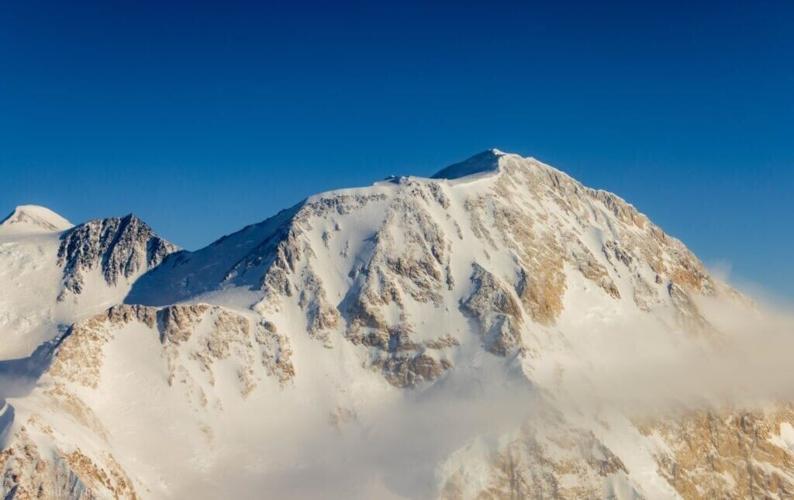 a near eye level view of mount denali in alaska