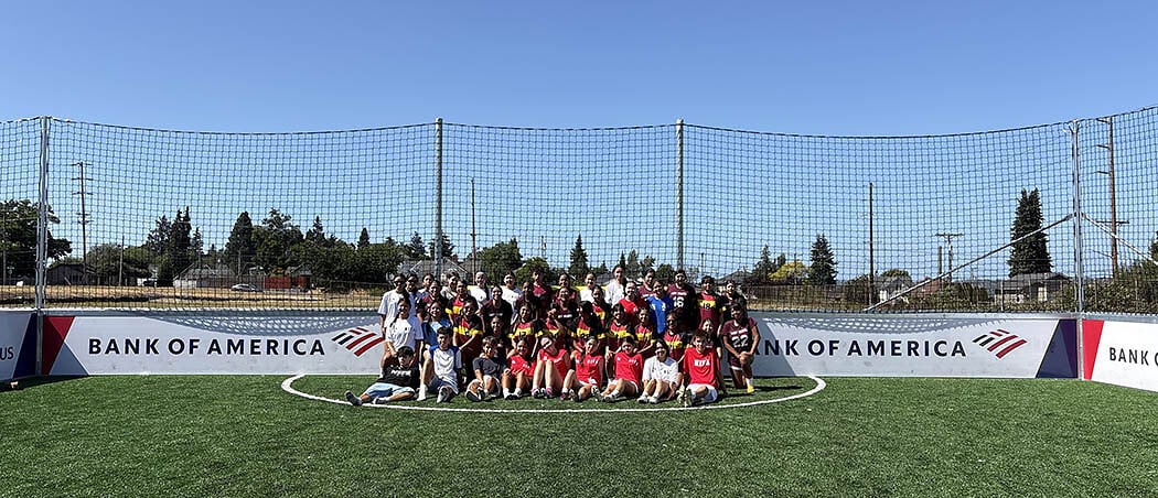 Young people representing indigenous teams from Canada and the USA - Puyallup Tribe, NB3 Foundation (North Begay III Foundation), NIFA (Native Indian Football Association)