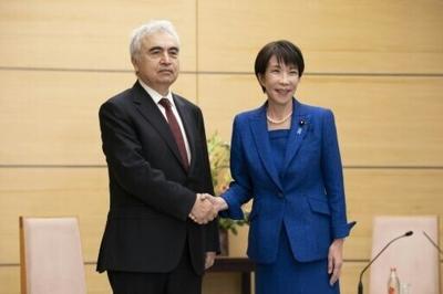 Japan's Prime Minister Sanae Takaichi and Executive Director of the International Energy Agency (IEA) Fatih Birol