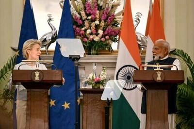 European Commission head Ursula von der Leyen and Indian Prime Minister Narendra Modi met in February 2025 in New Delhi as the two economic behemoths sought to forge closer ties
