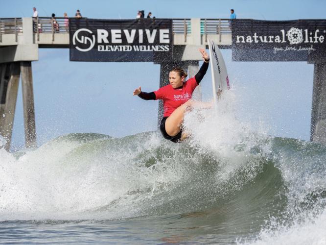 2025 Jacksonville Beach Super Girl Women's Surfing Champion Alyssa Spencer competes at the Jacksonville Beach Super Girl Surf Festival, presented by Jersey Mike's