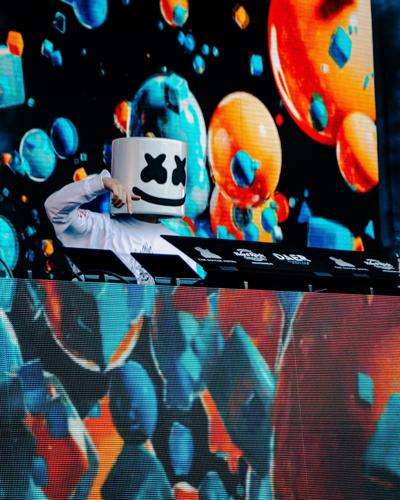 Marshmello brought the energy to the Hard Rock Beach Club at the FORMULA 1® CRYPTO.COM MIAMI GRAND PRIX 2026 on Saturday, May 2 (Photo courtesy of William Morris Endeavor on behalf of Hard Rock International)