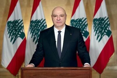 President Joseph Aoun delivered a televised address to the Lebanese people from the presidential palace