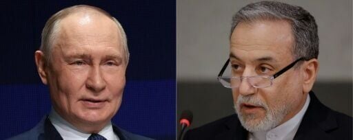Foreign Minister Abbas Araghchi (R) is expected to meet Russian leader Vladimir Putin (L) in Saint Petersburg