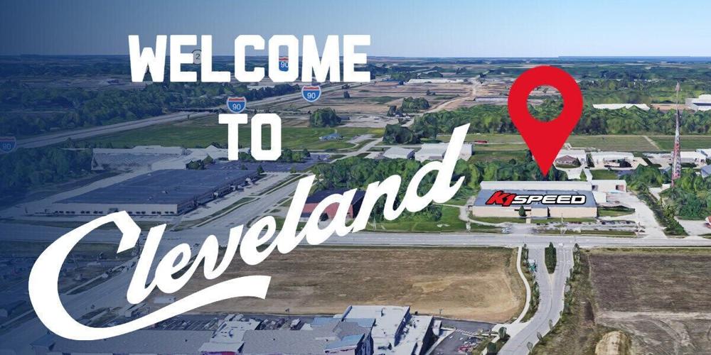 An aerial view of the K1 Speed facility in Avon, Ohio, near Cleveland.