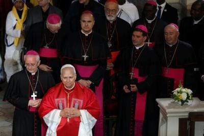 On the first day of his trip, the pope met members of the Algerian community in the Basilica of Our Lady of Africa in Algiers