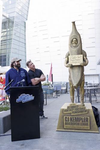NFL long snapper Jon Weeks unveils the Dentek® Ultimate Fantasy Football punishment. CJ Kempler is crowned the season’s lowest-scoring fantasy football player, culminating in the unveiling of a one-of-a-kind giant banana statue built in his likeness — a...