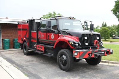 Cliff Williams / TPI The Tallassee Fire Department recently took delivery of new brush truck. It is capable of carrying 500 gallons of water and fire fighter can put water on flames from inside the truck.
