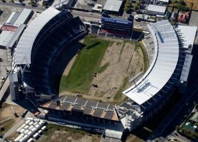 Lancaster Park damaged after the 2011 earthquake