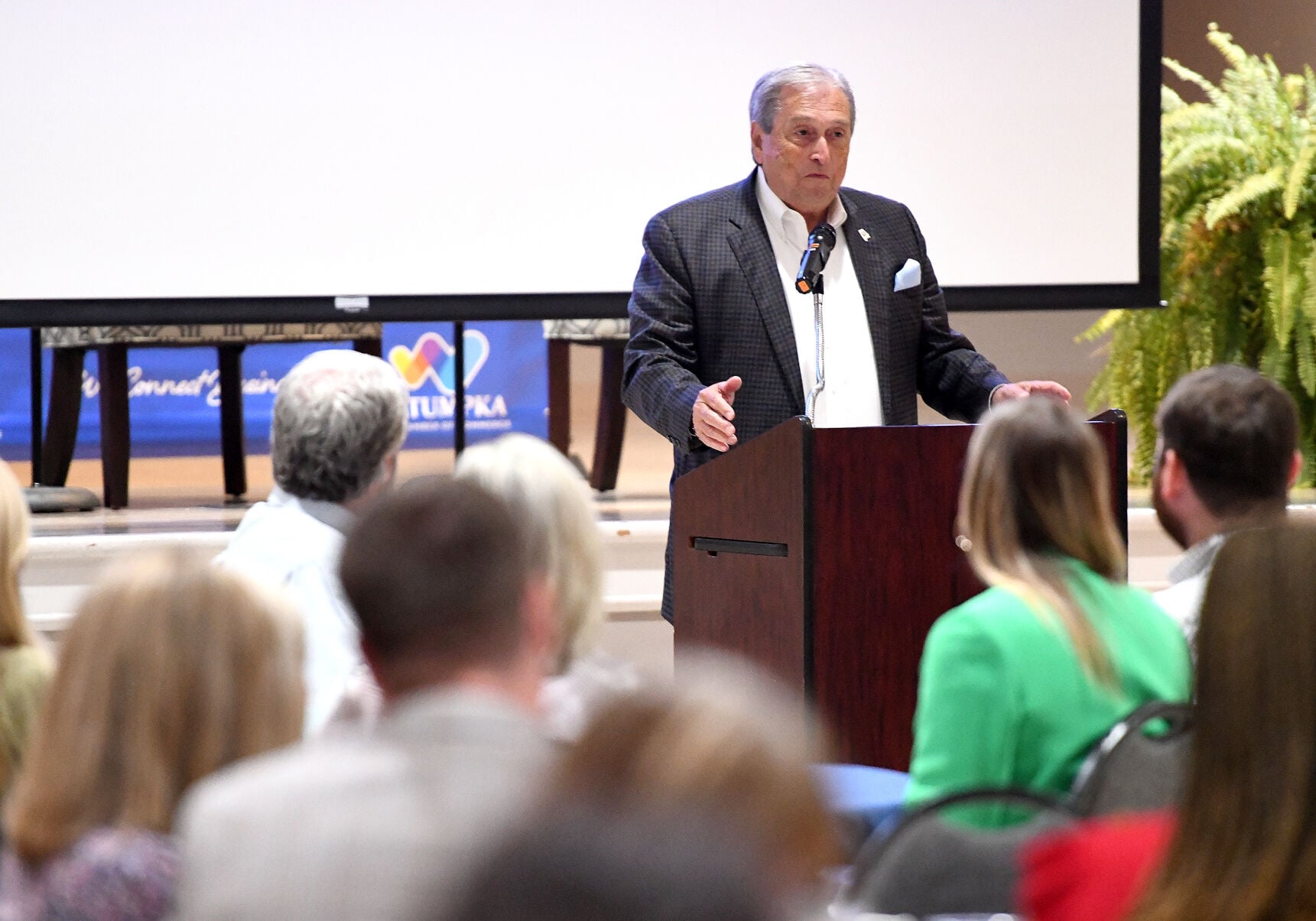 Cliff Williams / TPI Wetumpka Mayor Jerry Willis speaks about the growth of Wetumpka as he presented the state of the city during the annual Wetumpka Area Chamber of Commerce fall luncheon.